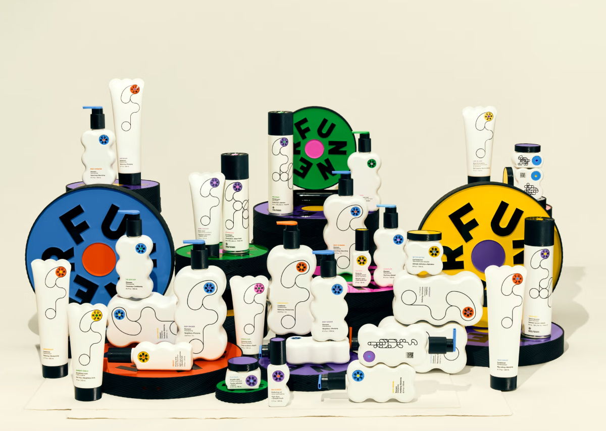 A collection of skincare products arranged on a neutral background.