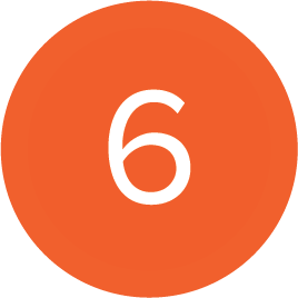 Orange circle with the number six in white.