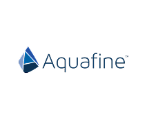 Aquafine logo featuring a blue triangular design and text.