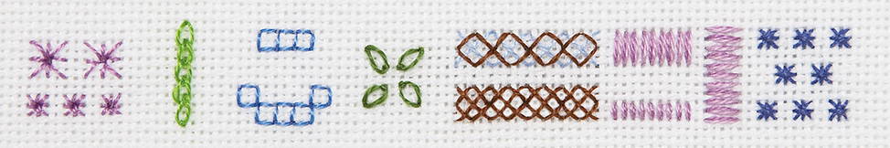Counted Cross-Stitch specialty stitches with interesting shapes. 