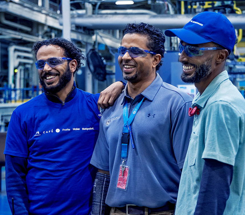 Group of three workers at GE Appliance Park