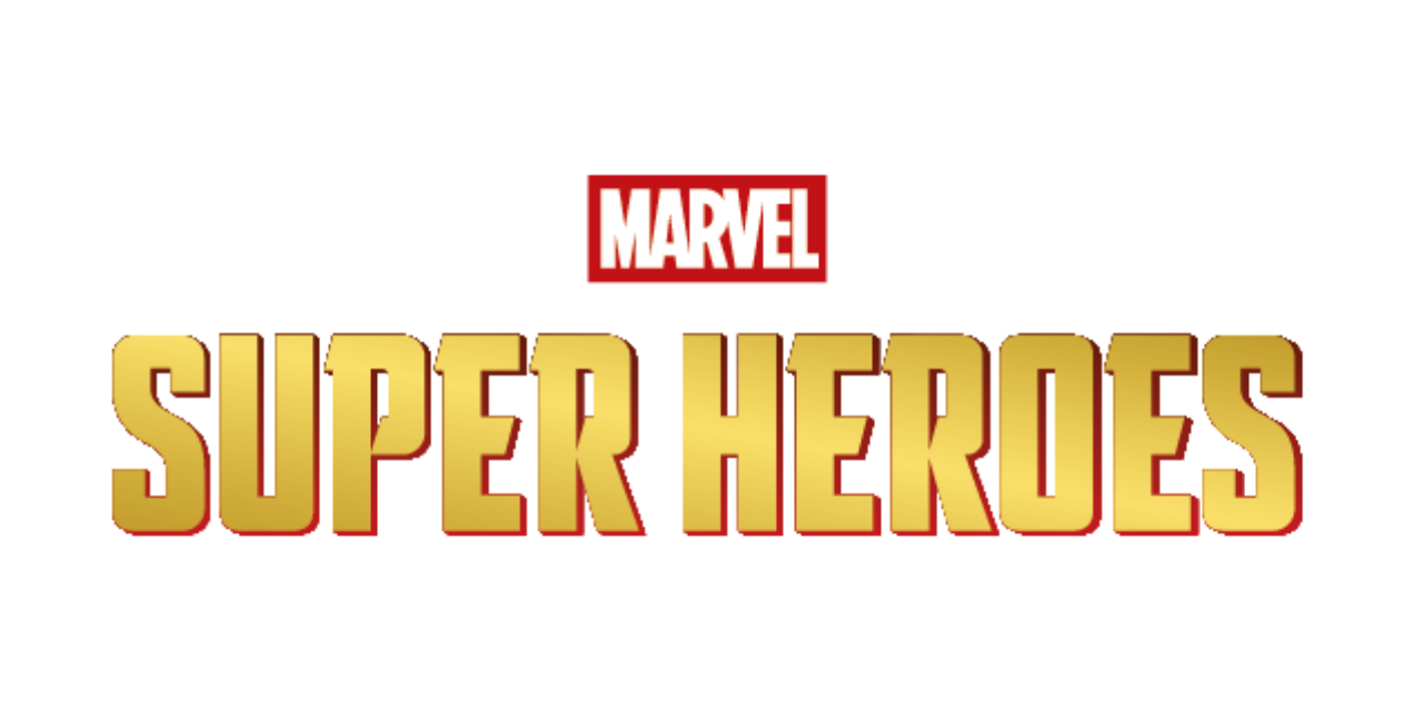 Marvel Super Heroes logo in bold, colorful text.