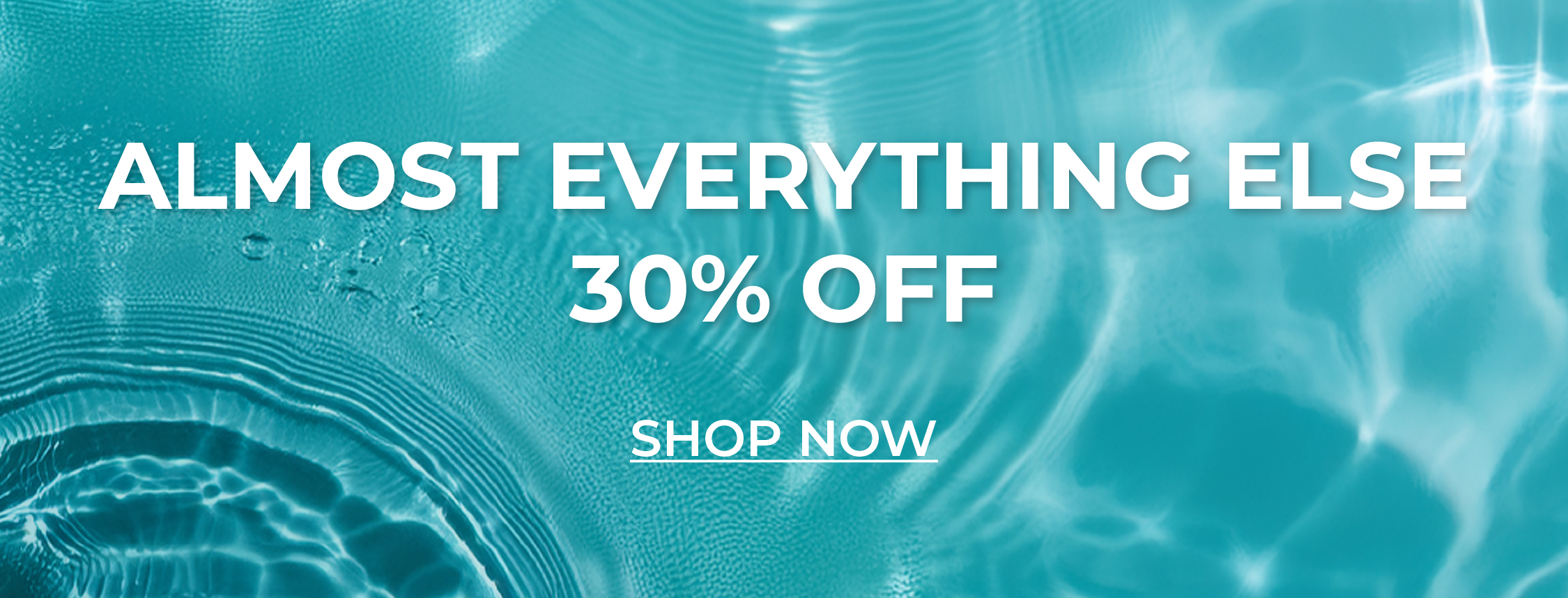 Text promoting a 30% discount on almost everything. Shop now.