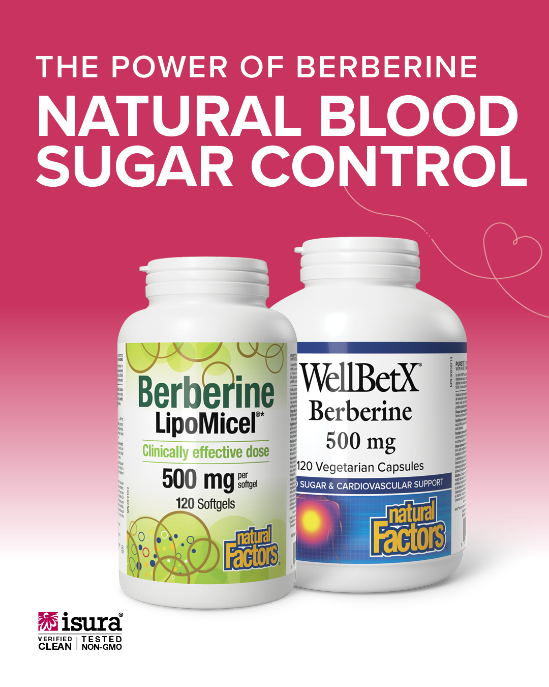 Bottles of berberine supplements for natural blood sugar control.