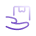 Icon of a hand holding a container, symbolizing delivery or service.