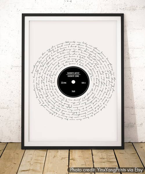 Vinyl Record Shaped Art Print Song Lyrics