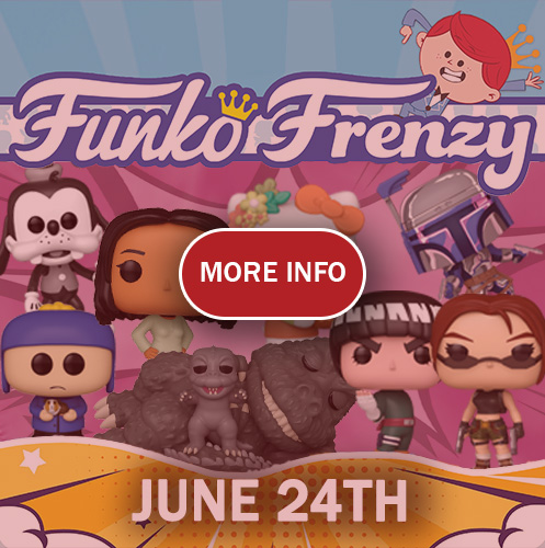 Funko Frenzy event featuring various collectible figures, scheduled for June 24th.
