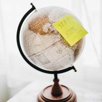 A Globe with paper on it