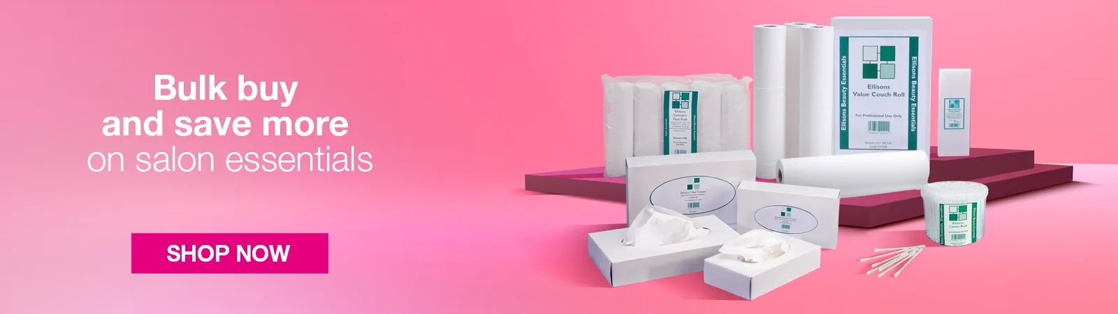 Promotional image for bulk buying of health products on a pink background.