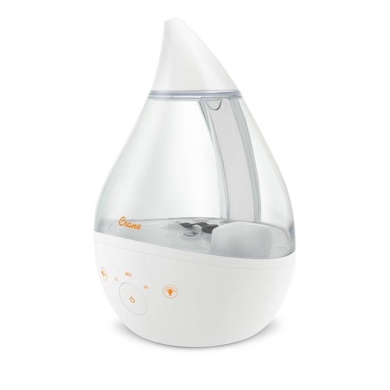 Crane Humidifier in a teardrop shape with control buttons at the base.