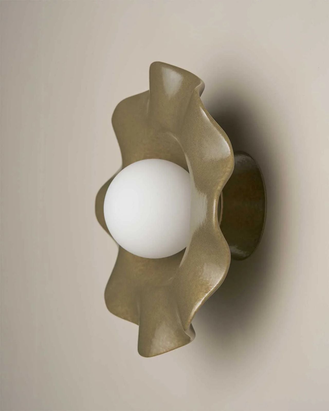 Handmade Ceramic Frill Wall Sconce | Olive