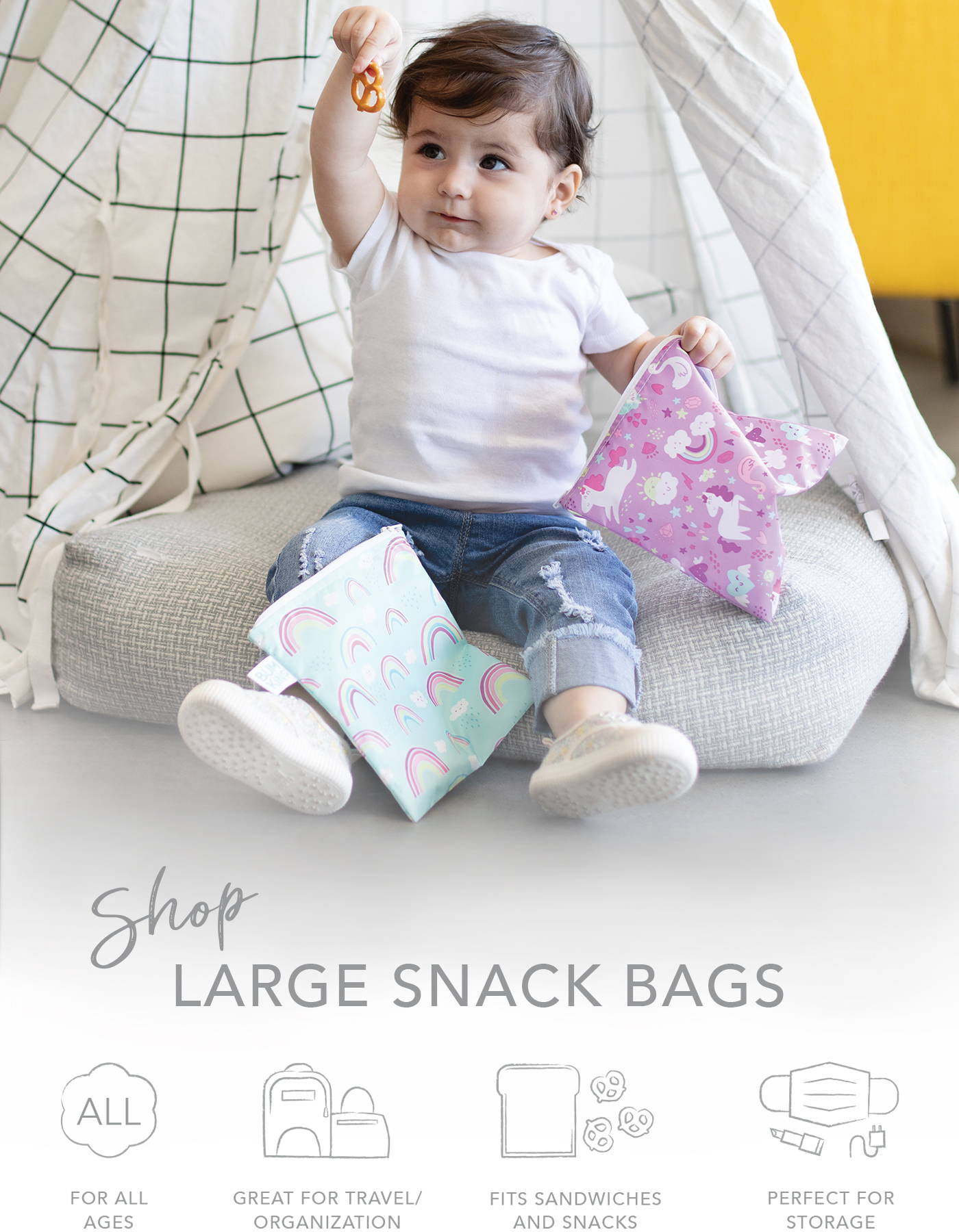 Unicore Snack Bags, Reusable KIds Snack Bags Unicore, Sandwich Reusable Bags,  Kids Reusable Sandwich Bag, Kids Snack Containers, 