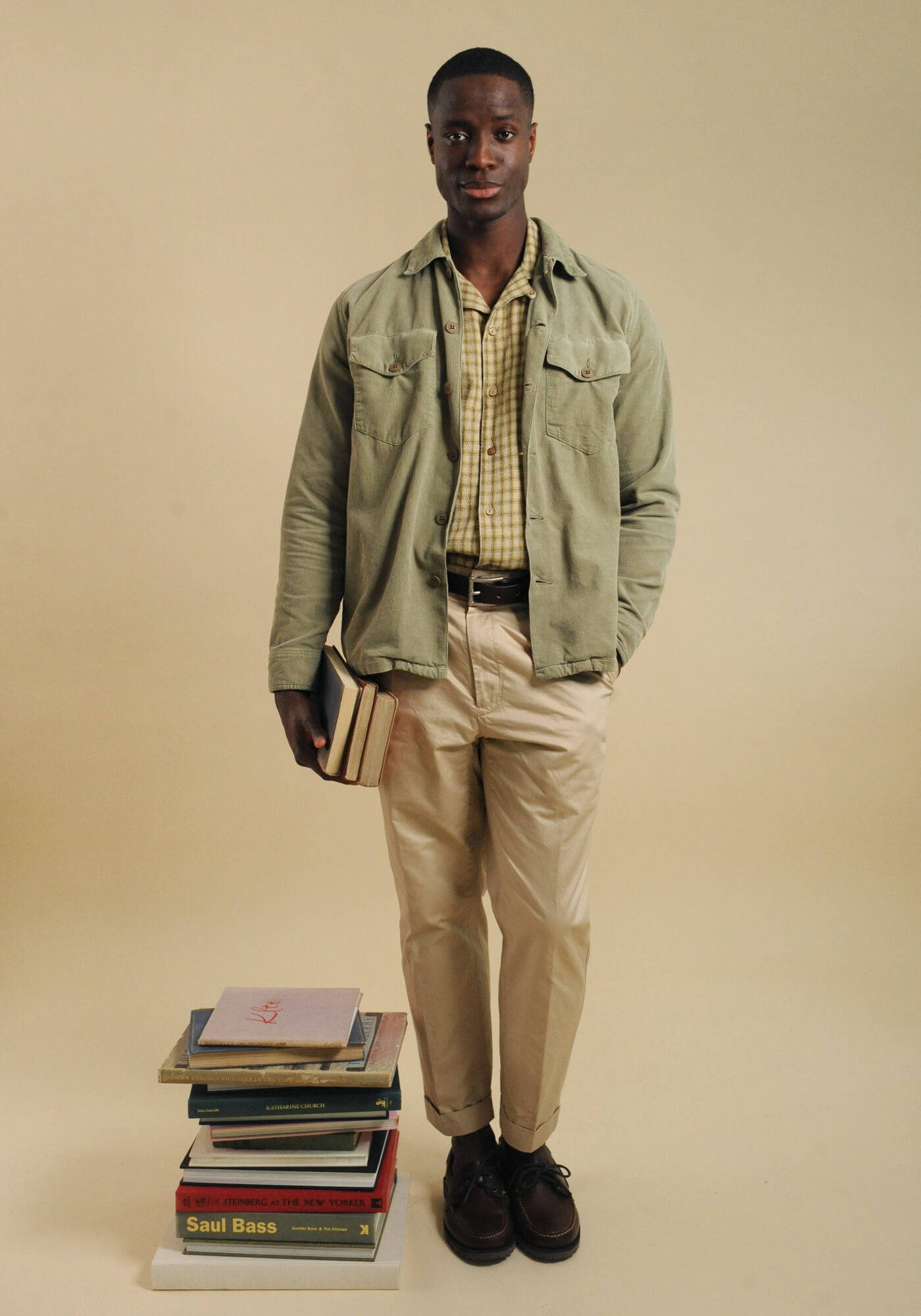A model wearing a look from the SS24 Ivy League menswear campaign.