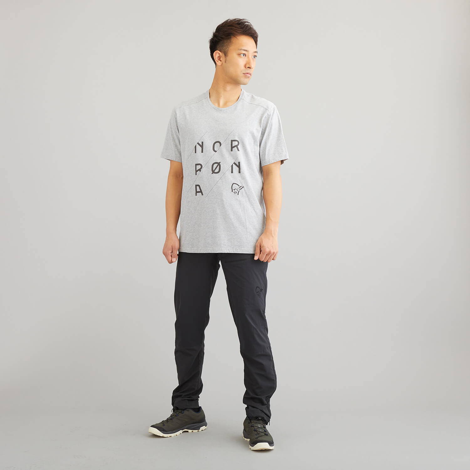 NORRONA（ノローナ）/29コットン スラントロゴTシャツ/グレー/MENS