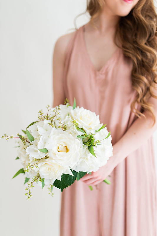 Flower Moxie DIY hydrangea and rose bridesmaid bouquet