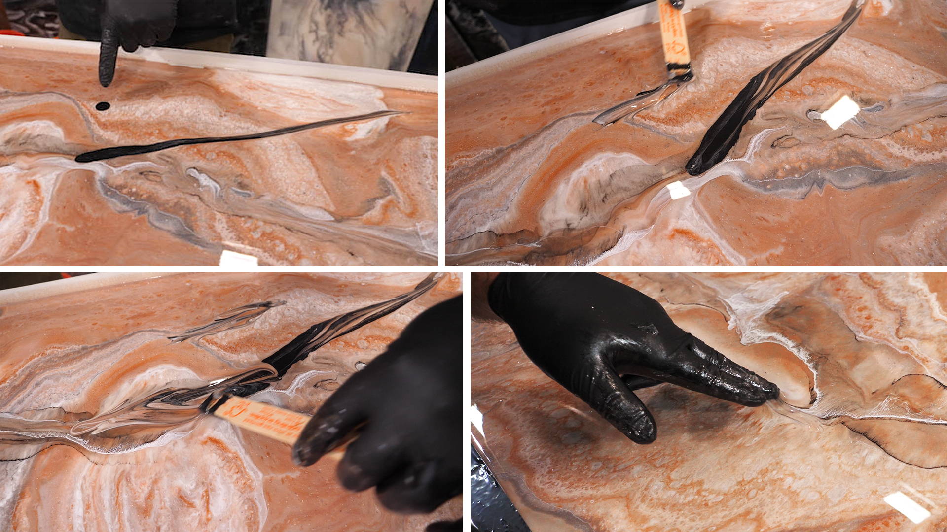Step 6: Examine your pour for any irregularities. Use a gloved hand, paint stick, or heat source to adjust the epoxy. 