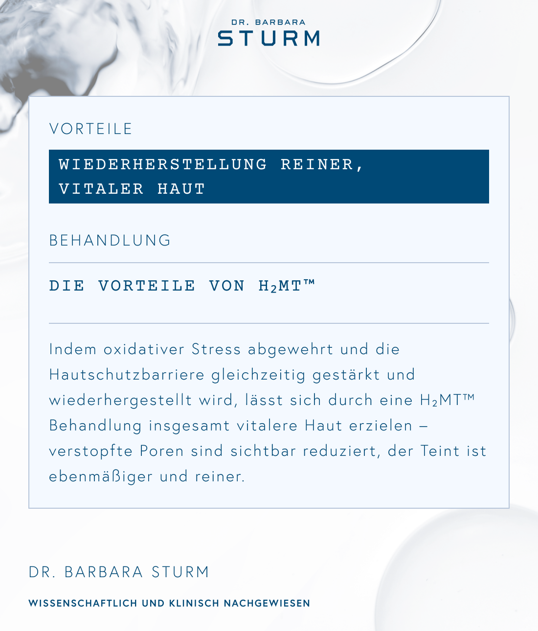 Text about skin treatment benefits and stress reduction by Dr. Barbara Sturm.