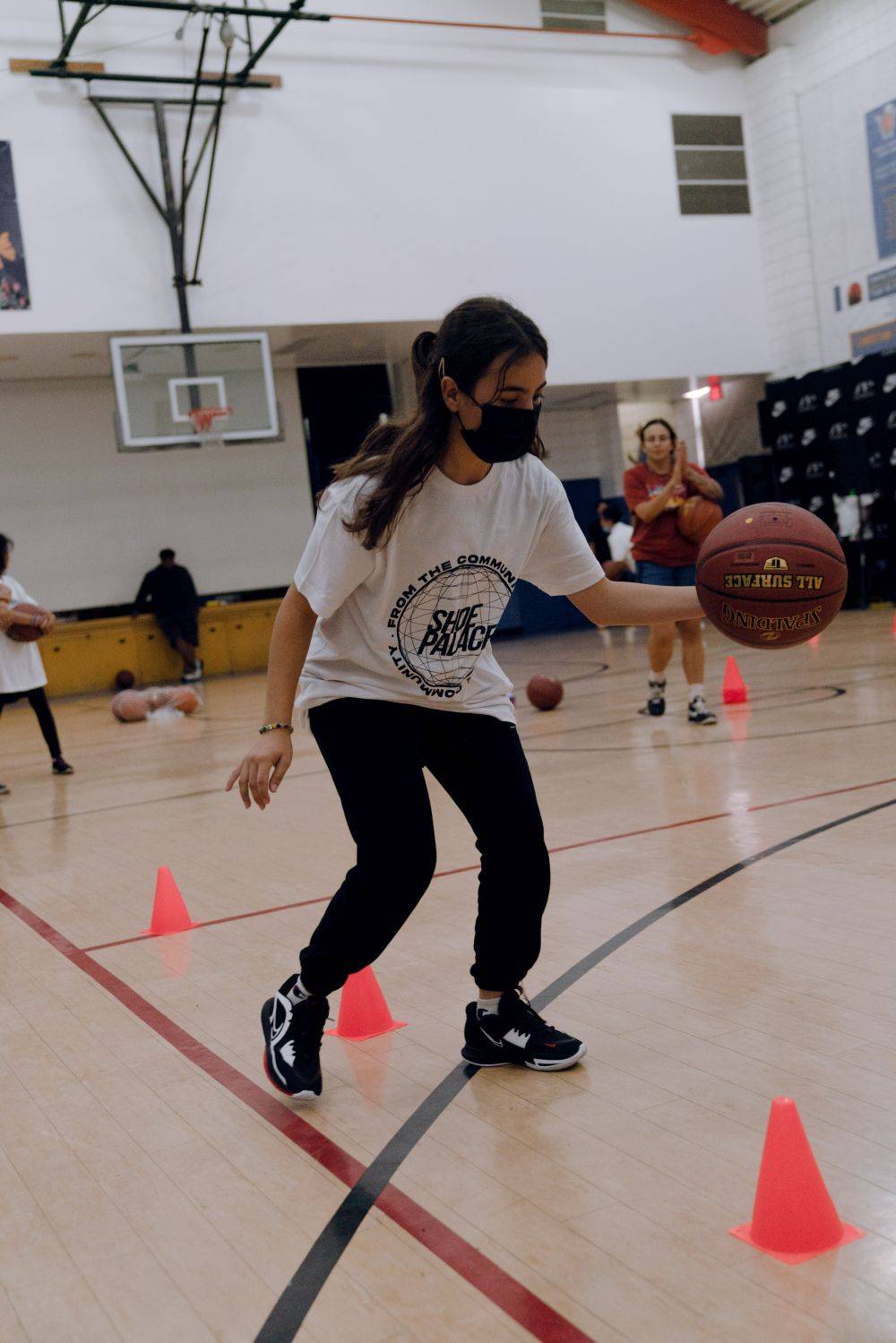 girl practicing dribbling