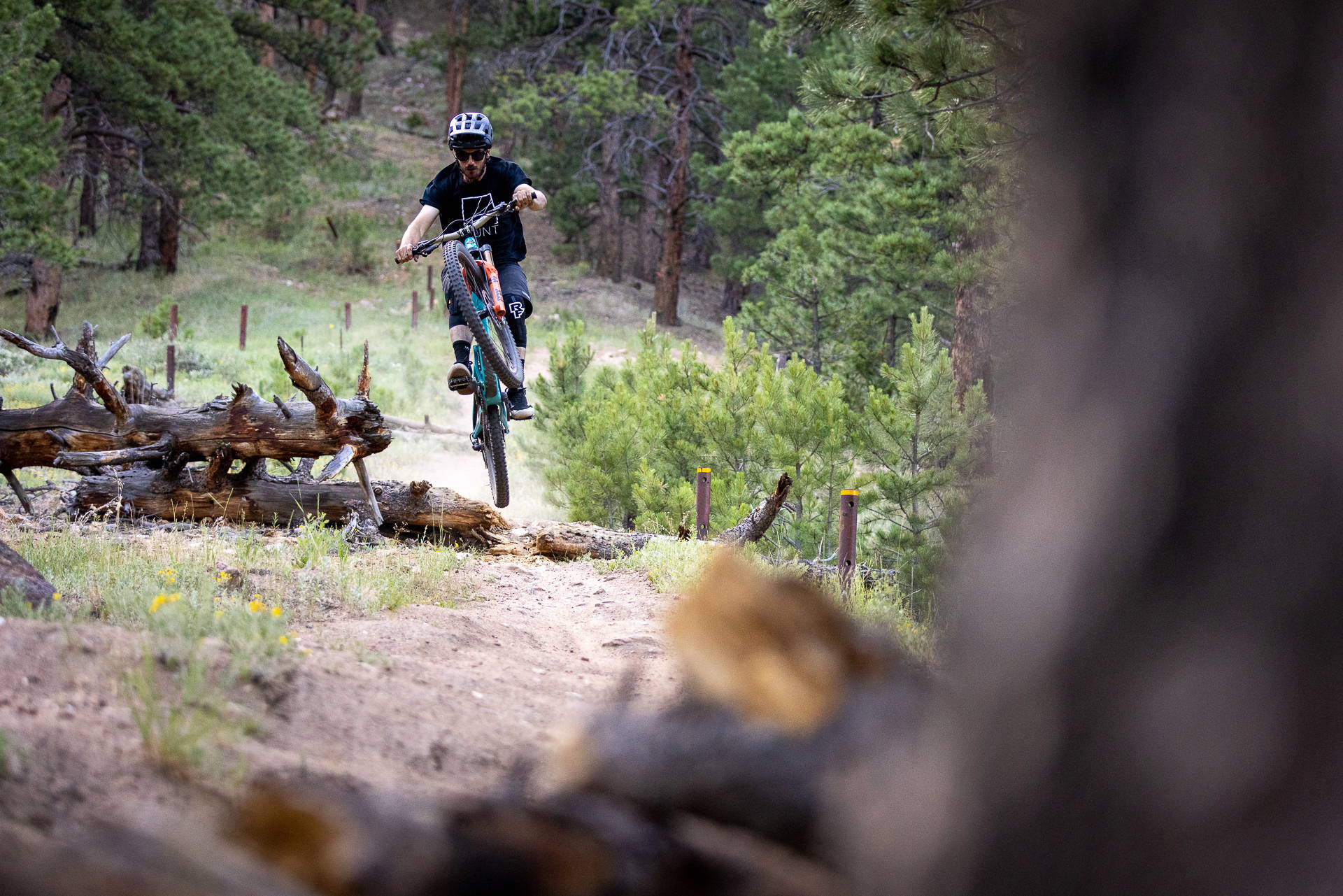 Shawn jumping his mountain bike