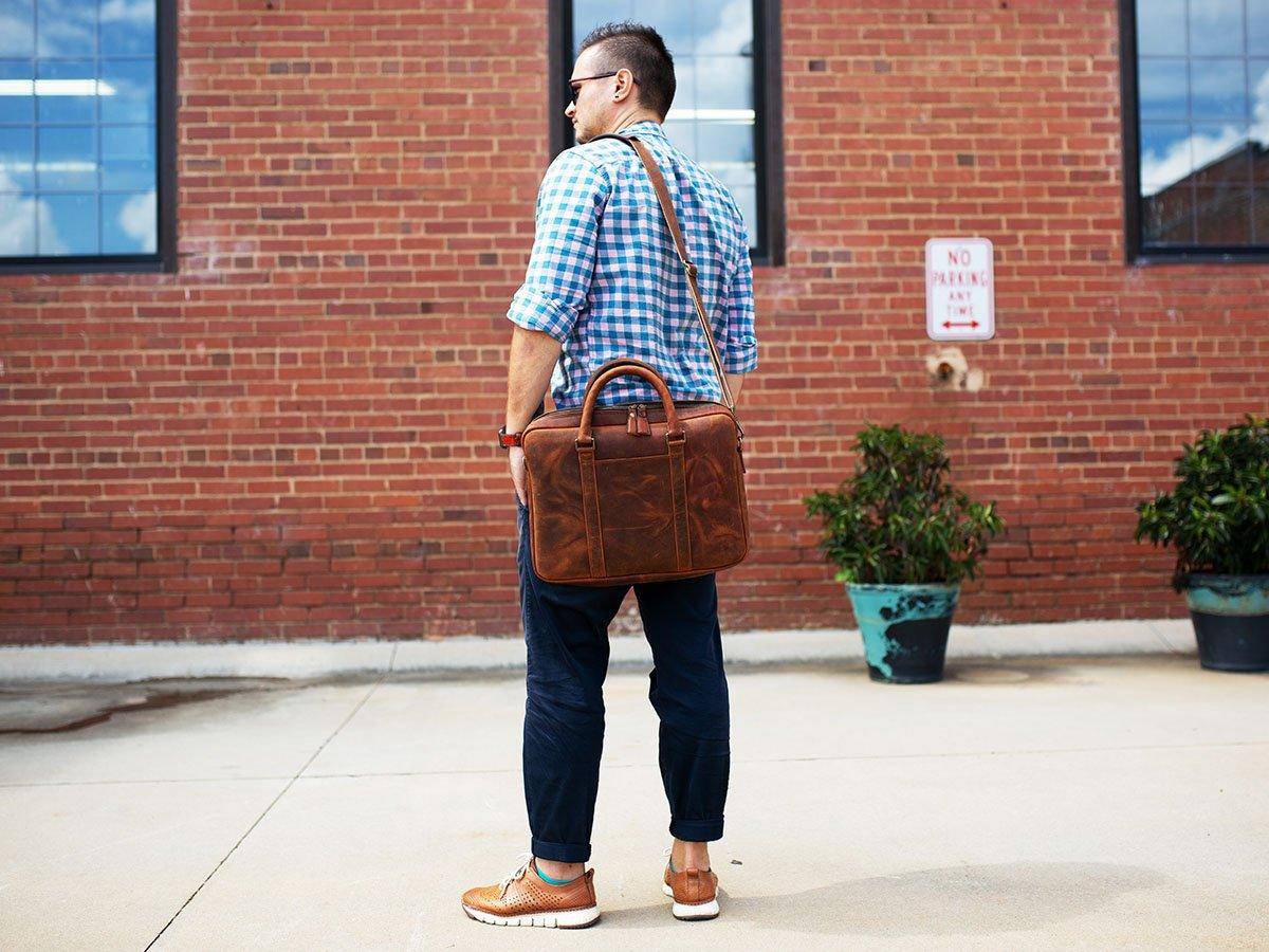 leather Briefcase - brown