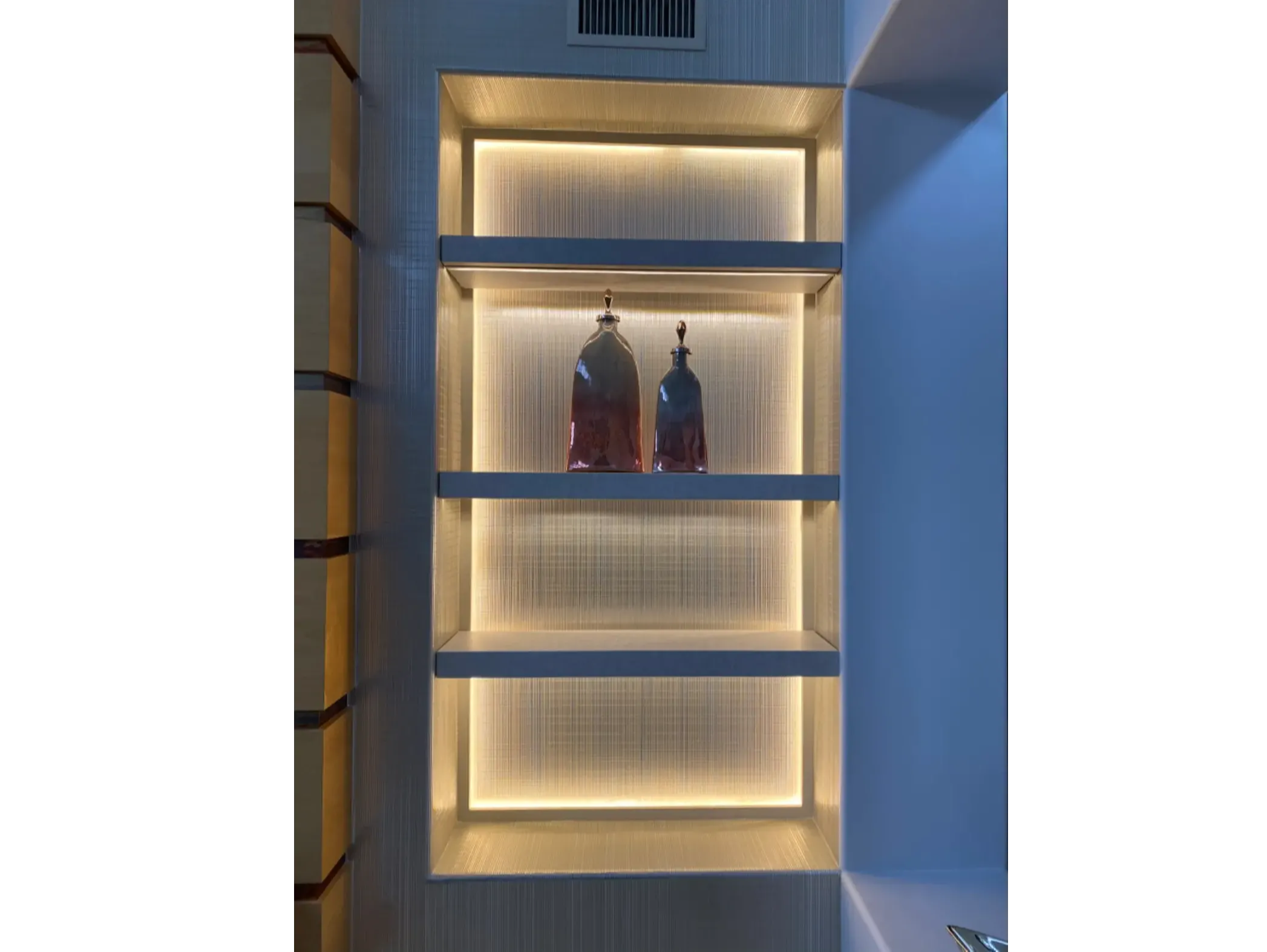Backlit shelves with LED strip lights