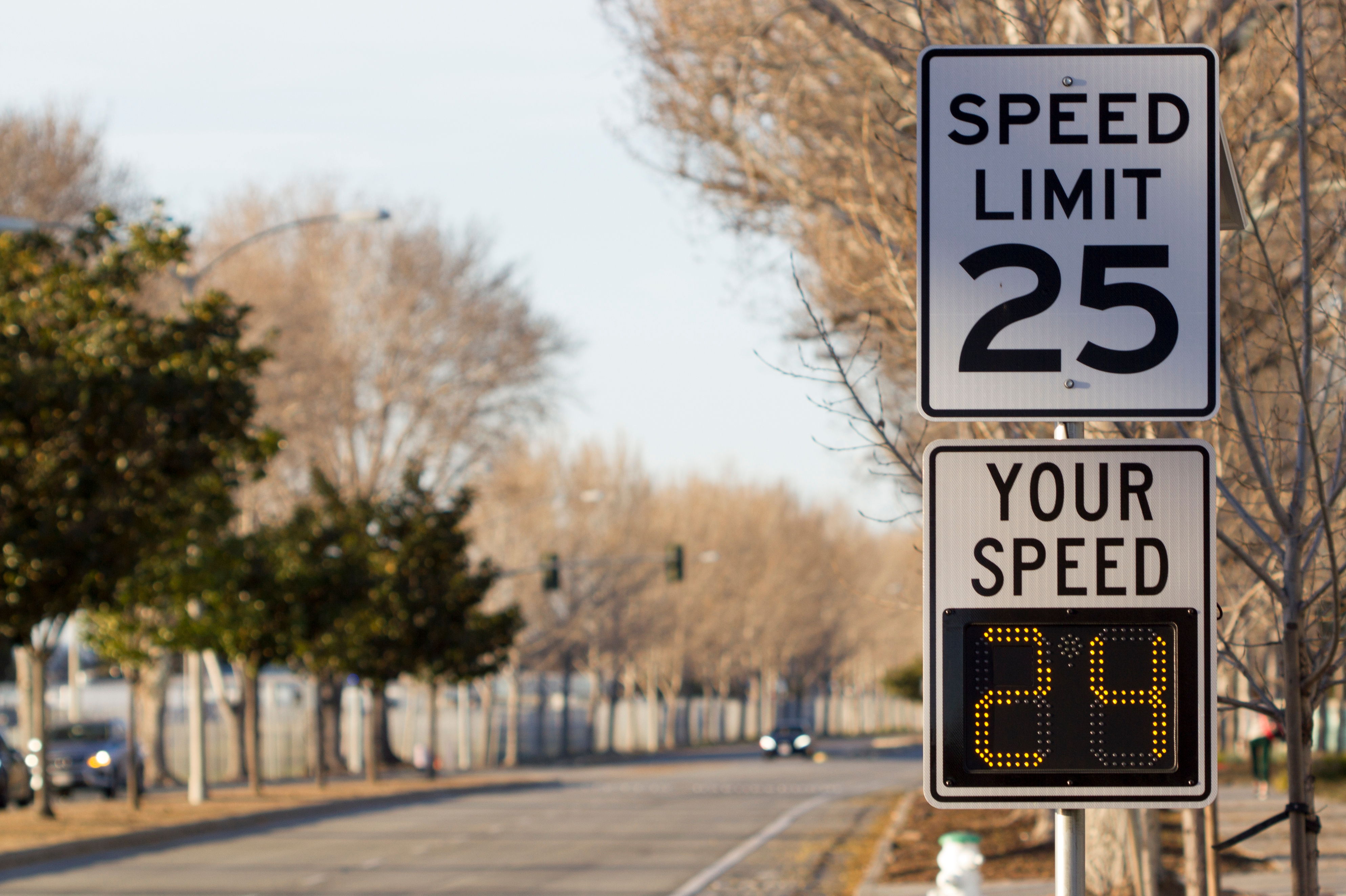 Radar speed sign on a pole mount