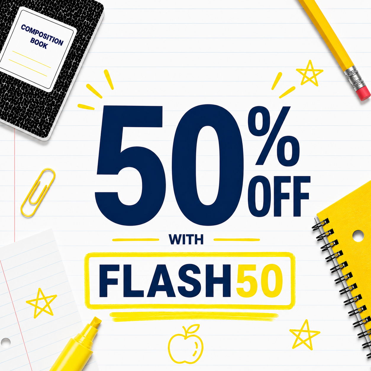 Promotional image for 50% off with code FLASH50.