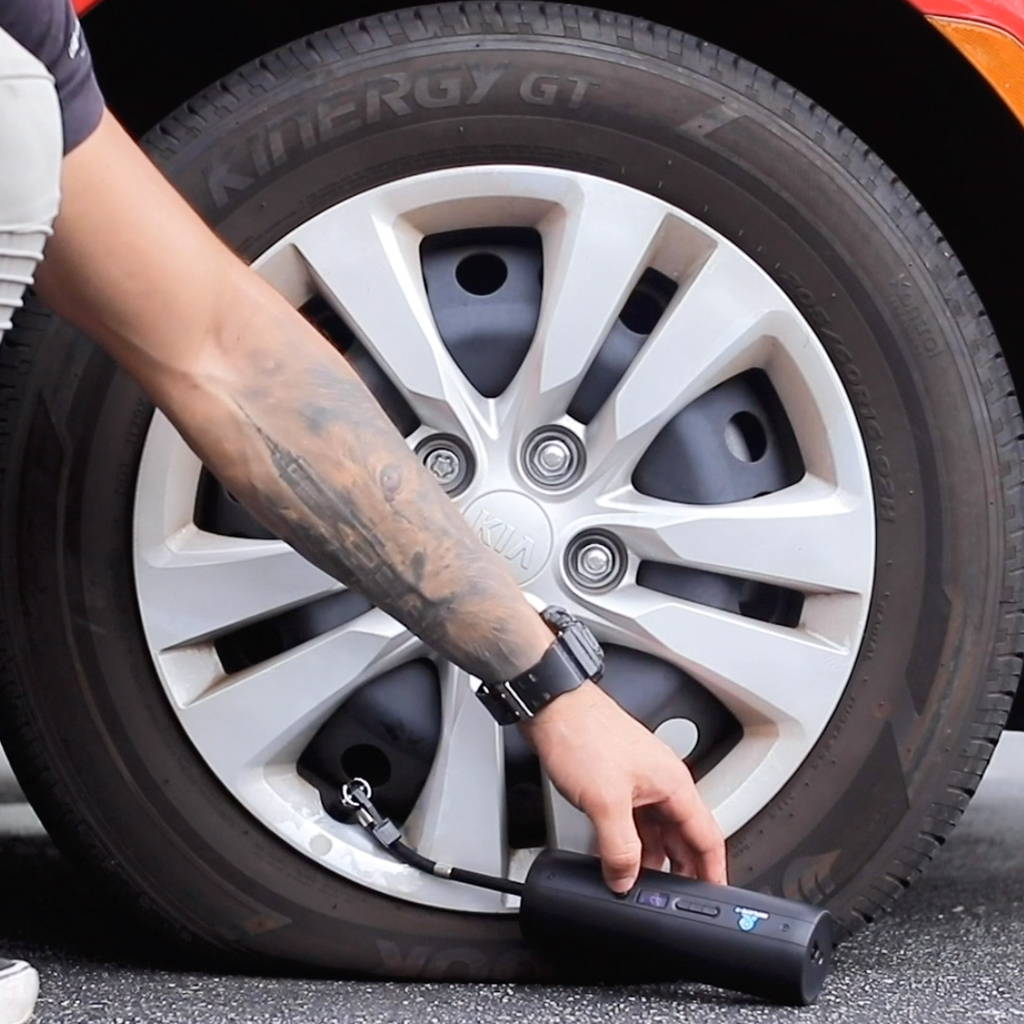 inflating car tire with bike pump