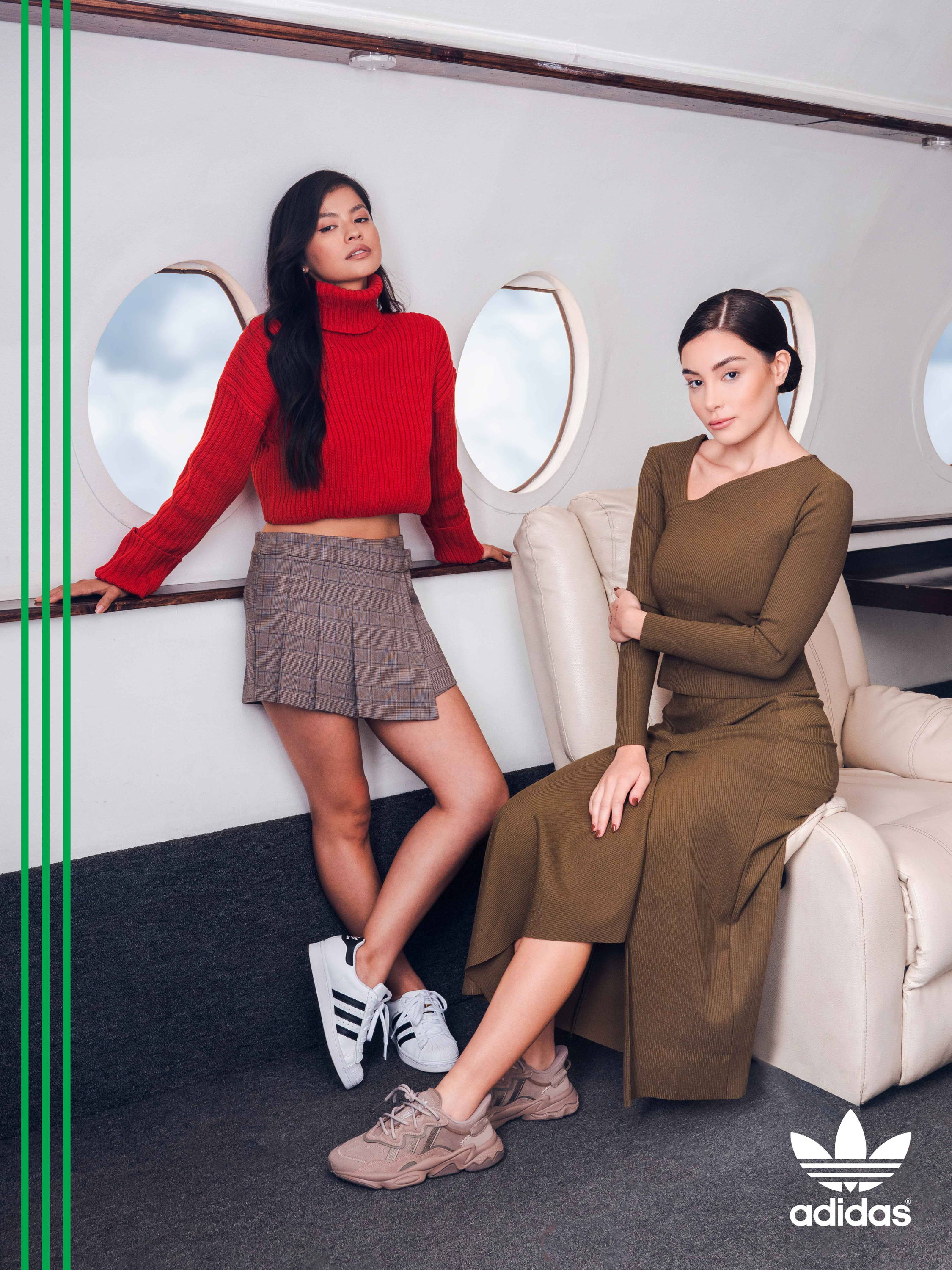 2 female models wearing adidas ozweego