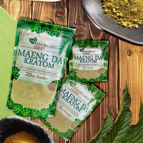 Remarkable Herbs Kratom Powder Green Maeng Da 3oz, 8oz, & 20oz