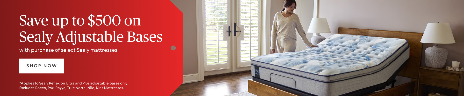 Save up to $500 on select Sealy adjustable bases with a qualifying mattress purchase.