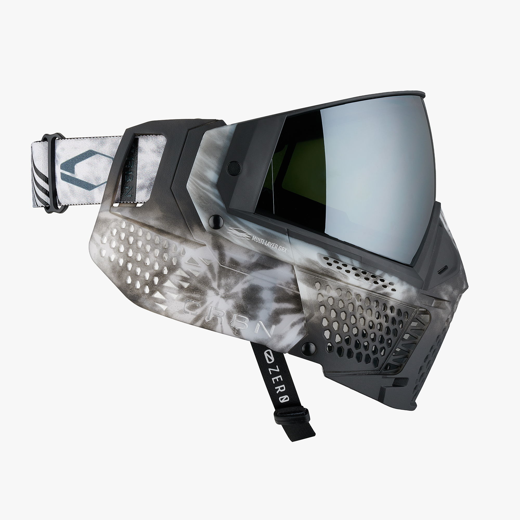 Paintball mask with a sleek design and reflective visor.