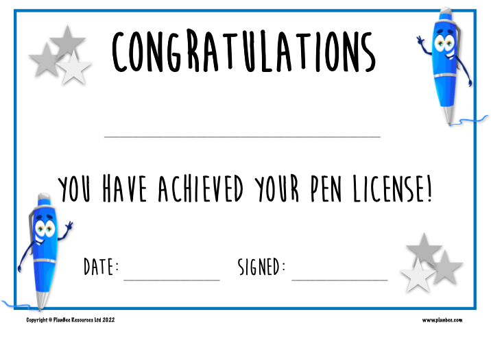 FREE Pen License Certificate | PlanBee