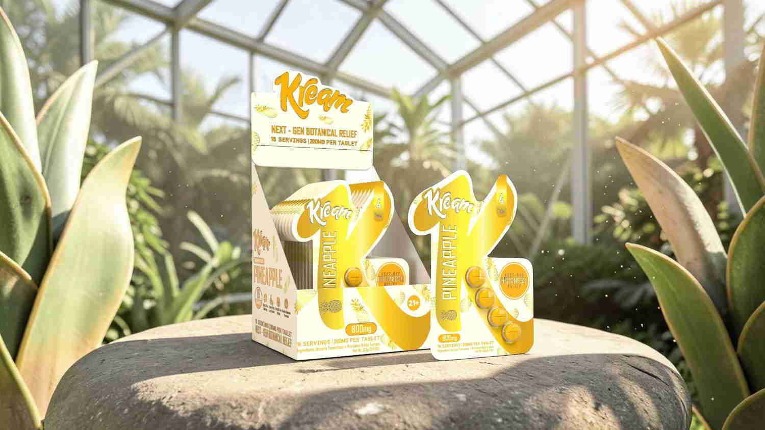 A yellow product named 