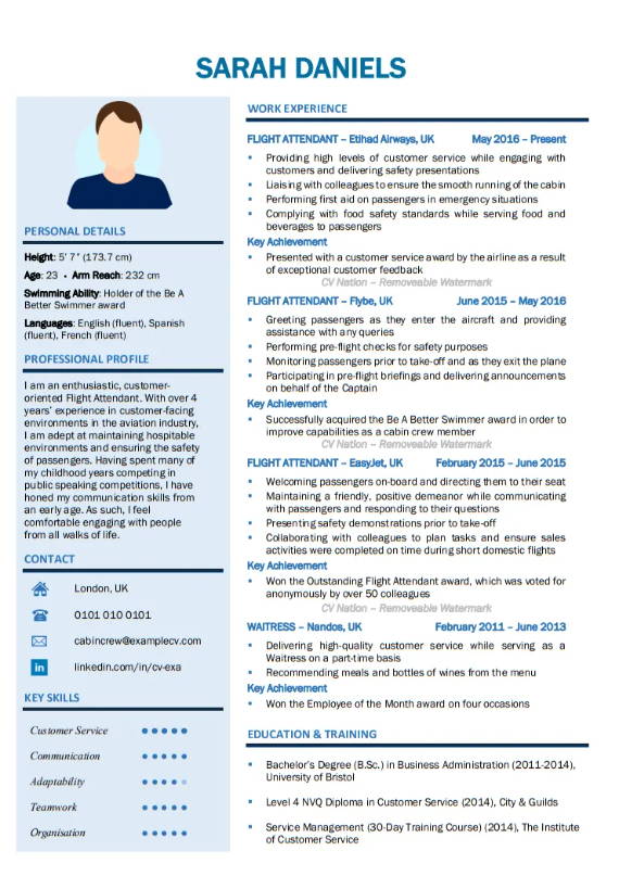 Hostess Cv Example Professional Air Hostess CV Example 2022 12 19