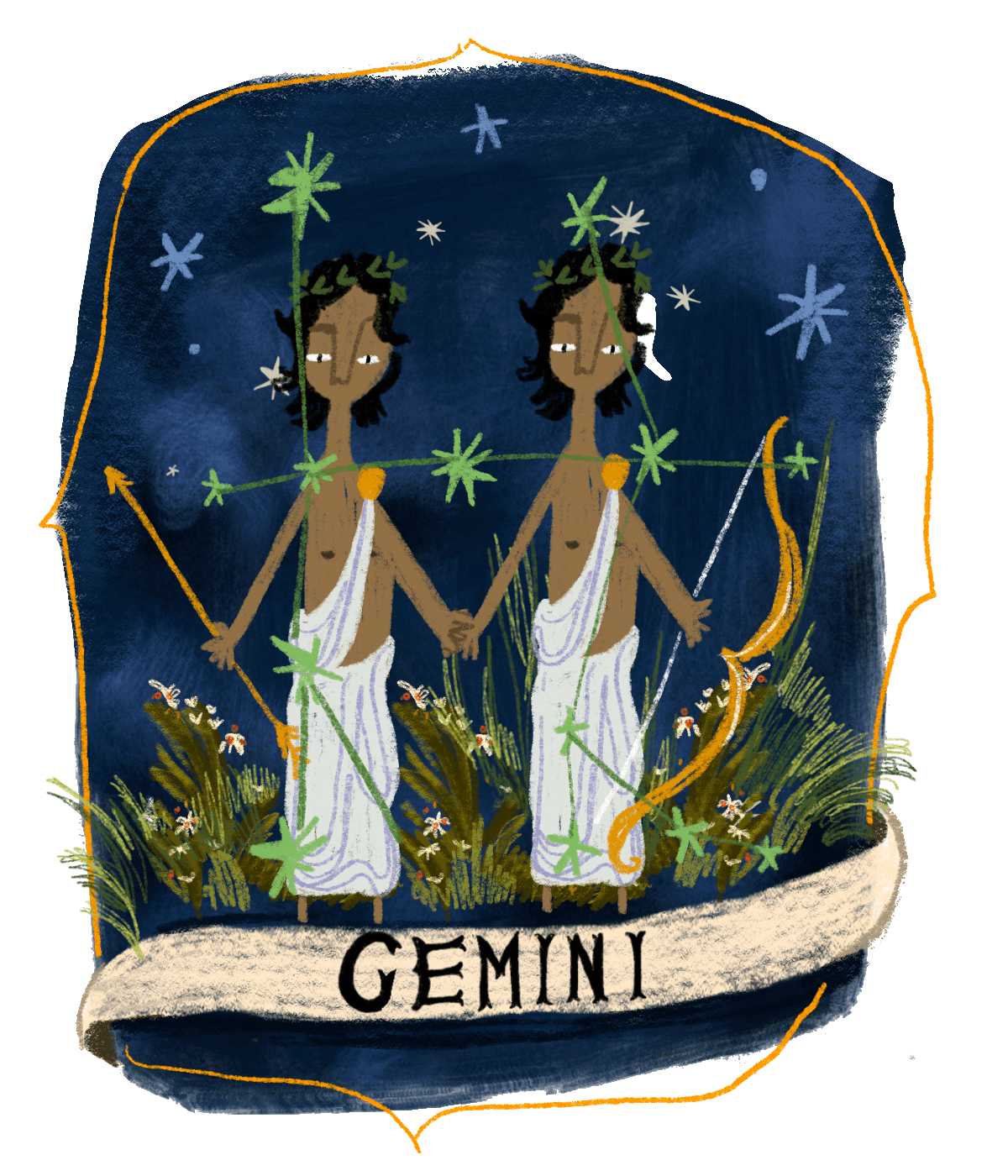 An illustration of the Gemini star sign.