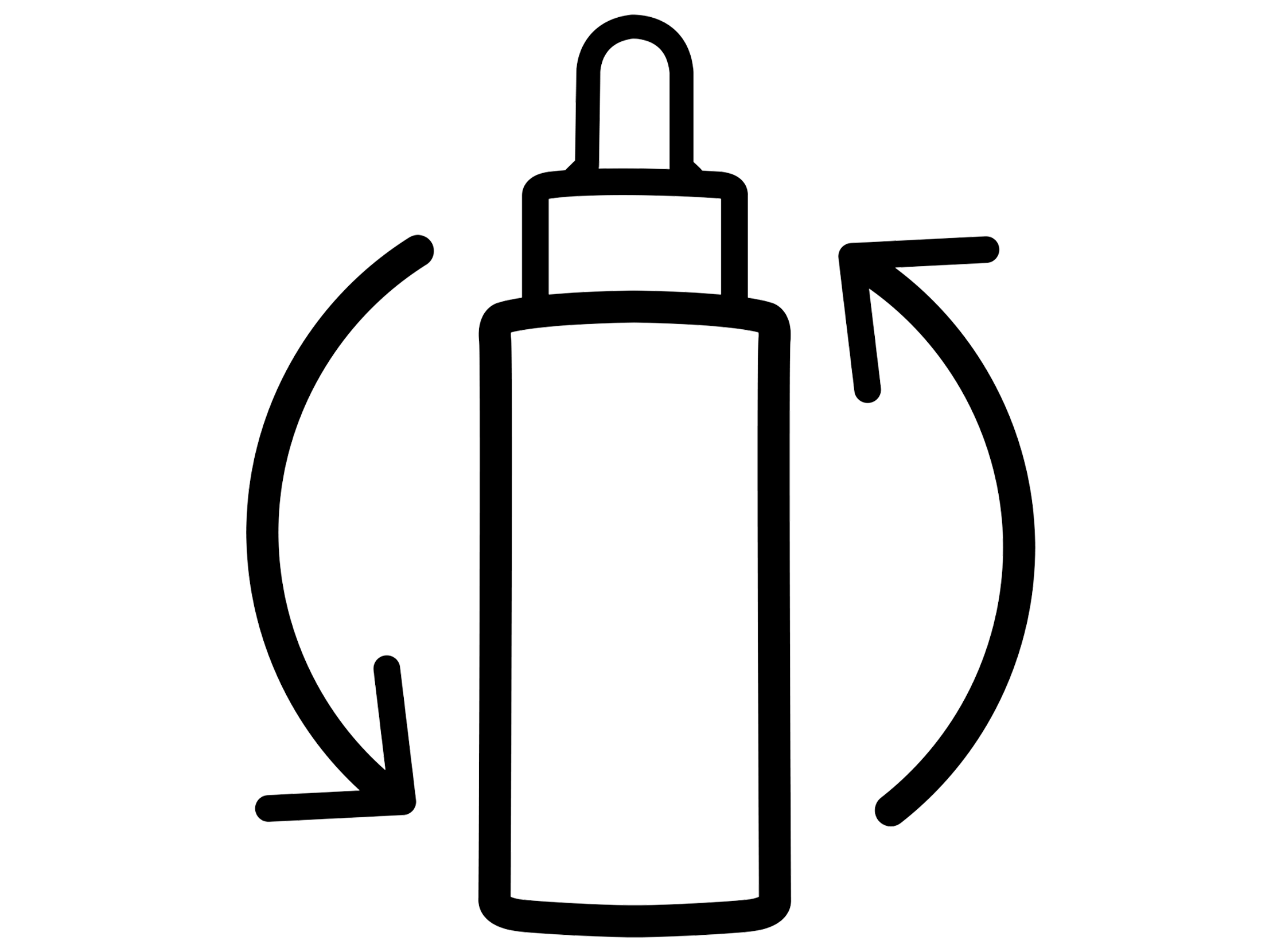 Bottle with arrows indicating a recycling or refresh action.