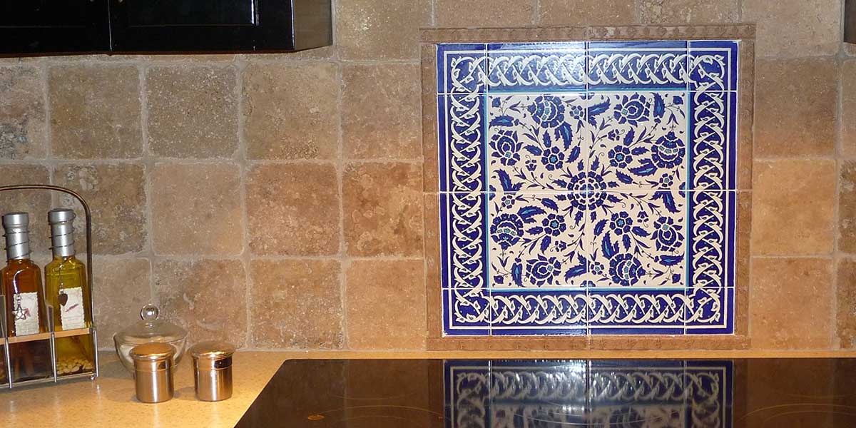 Blue & white elegant floral decorative tiles