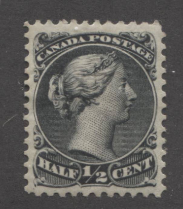 The 1/2c black Queen Victoria stamp from the Large Queen issue of Canada