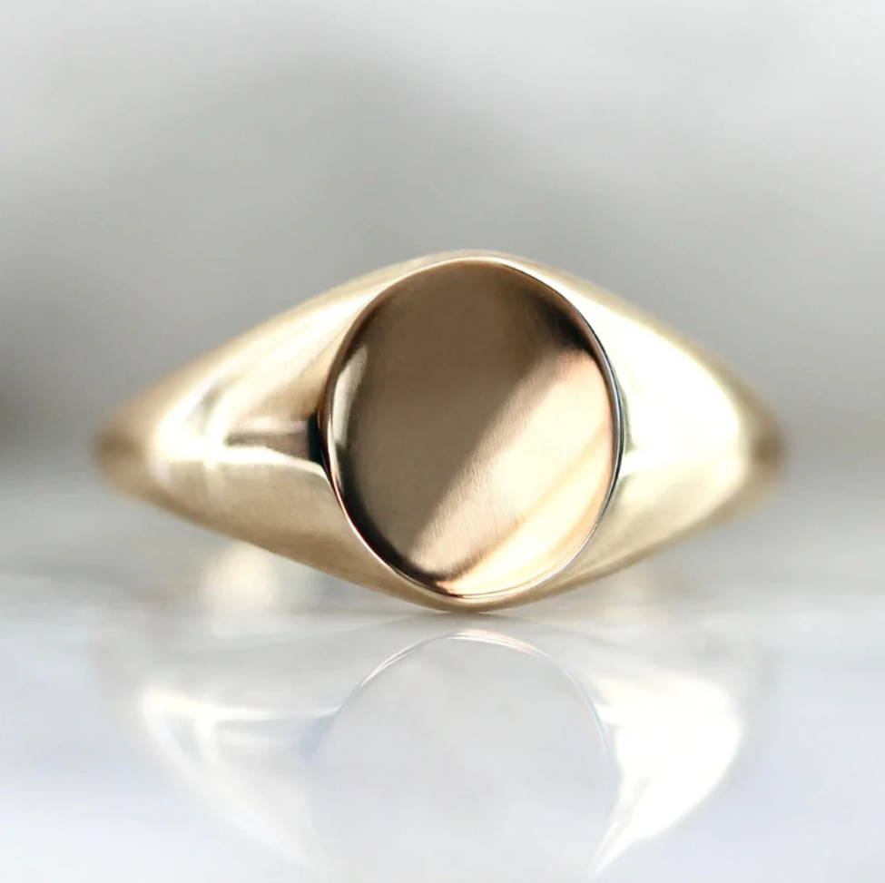 create your own engraved gold signet promise ring