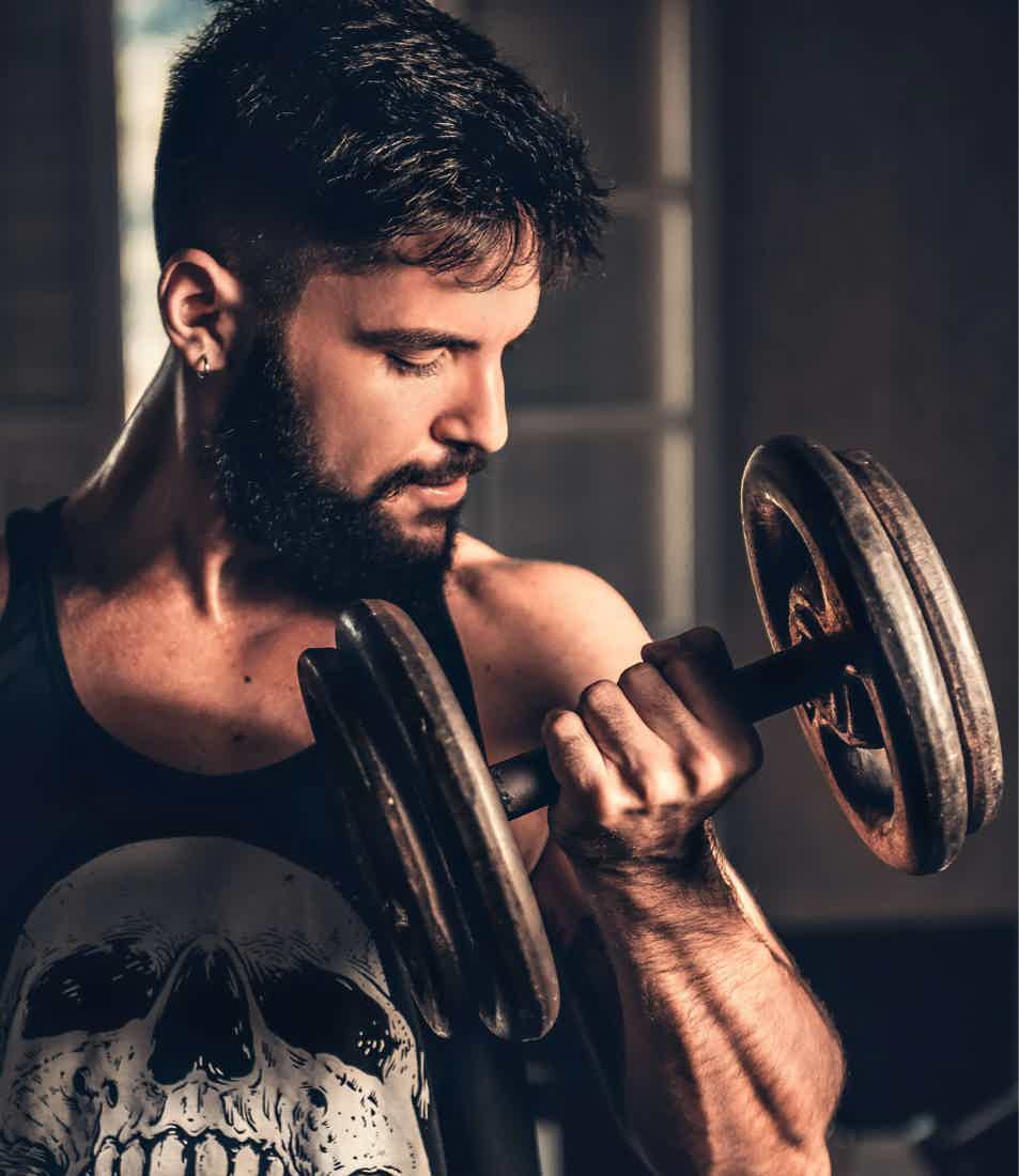 Man with dumbbell