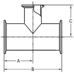 7MP Tees - Clamp Fittings - Dimensions