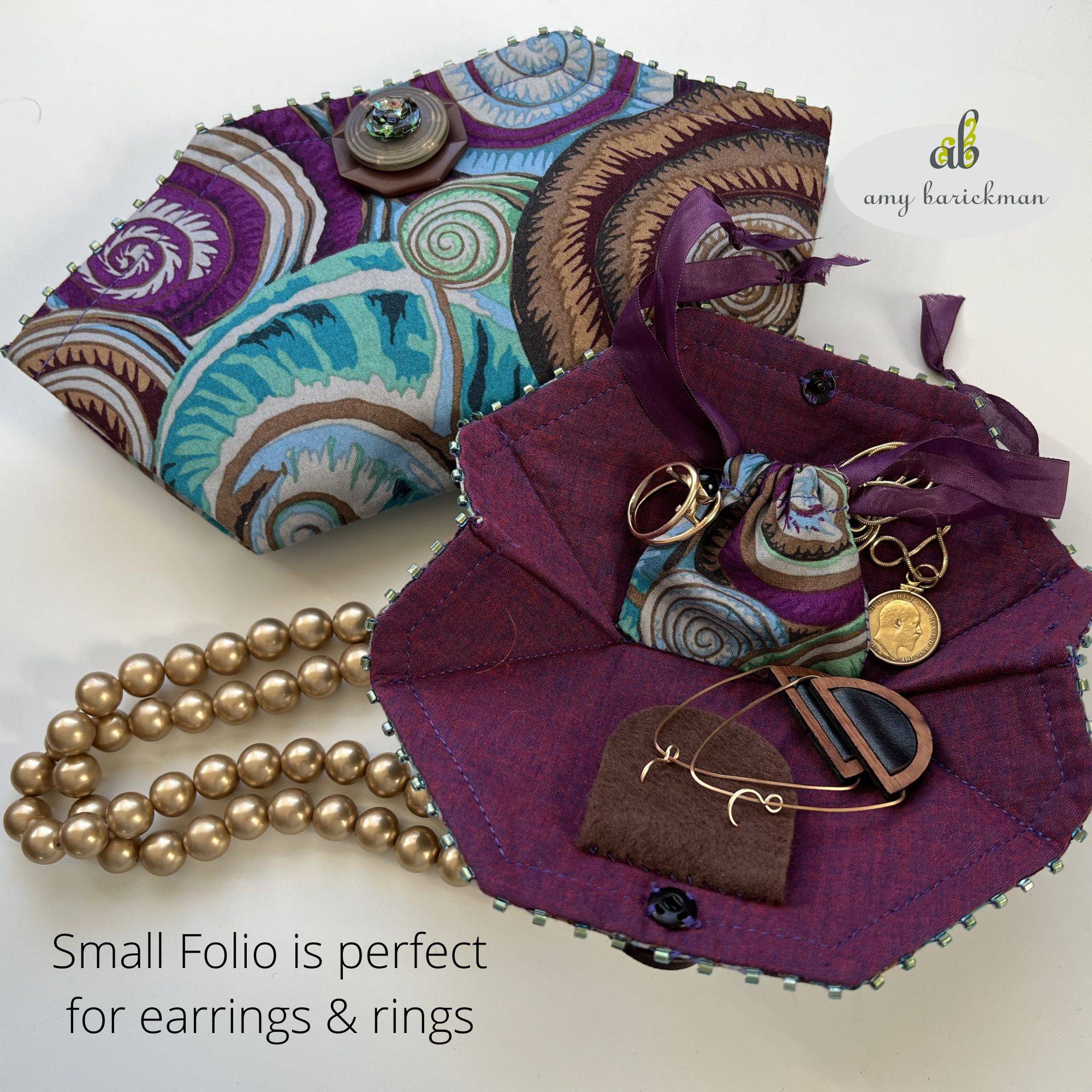 Fold and Go folio for Jewelry storage using Kaffe fabric