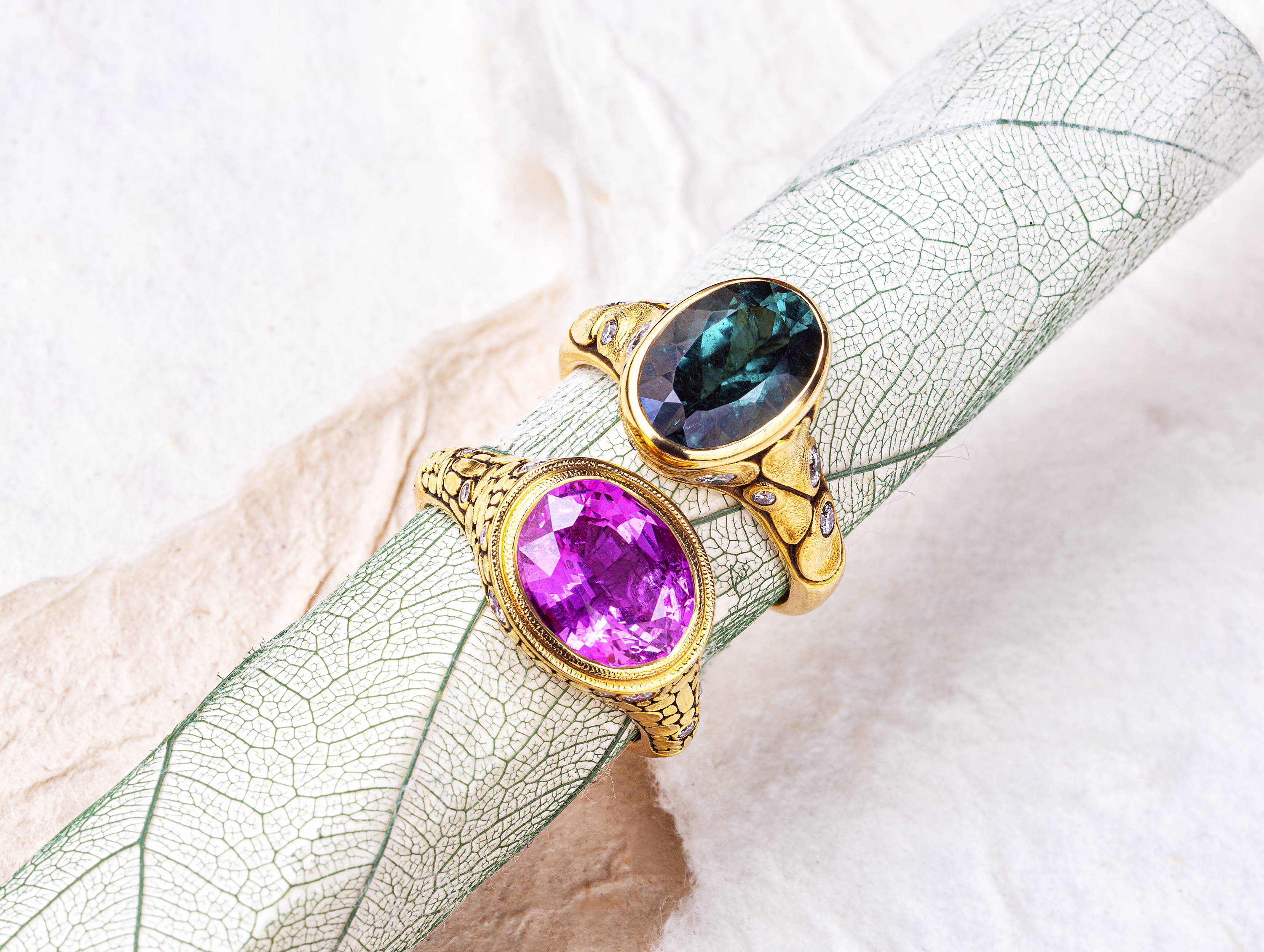 Gold and Tourmaline Rings