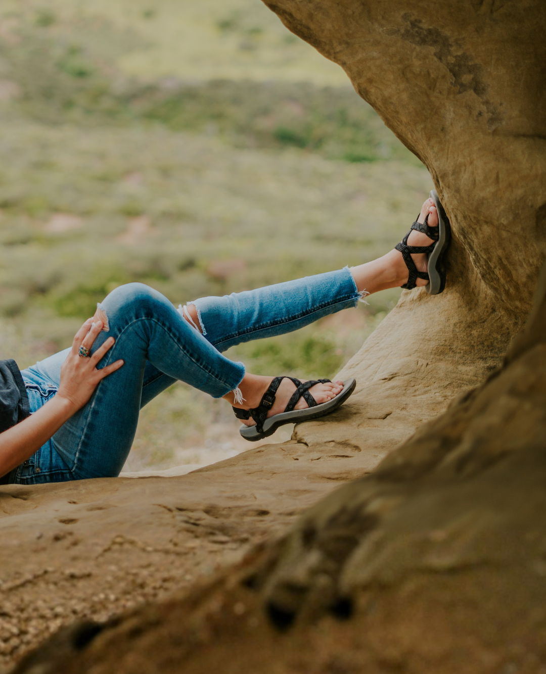 WOMAN WEARING CORTONA WOMENS SANDALS