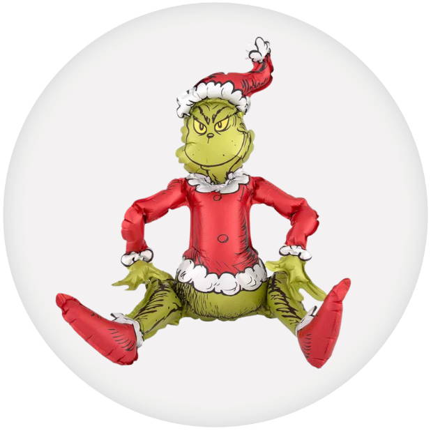 Ballon in the shape of the Grinch who stole Christmas. Shop all Christmas balloons.
