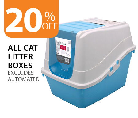 20% off all cat litter boxes (excludes automated)