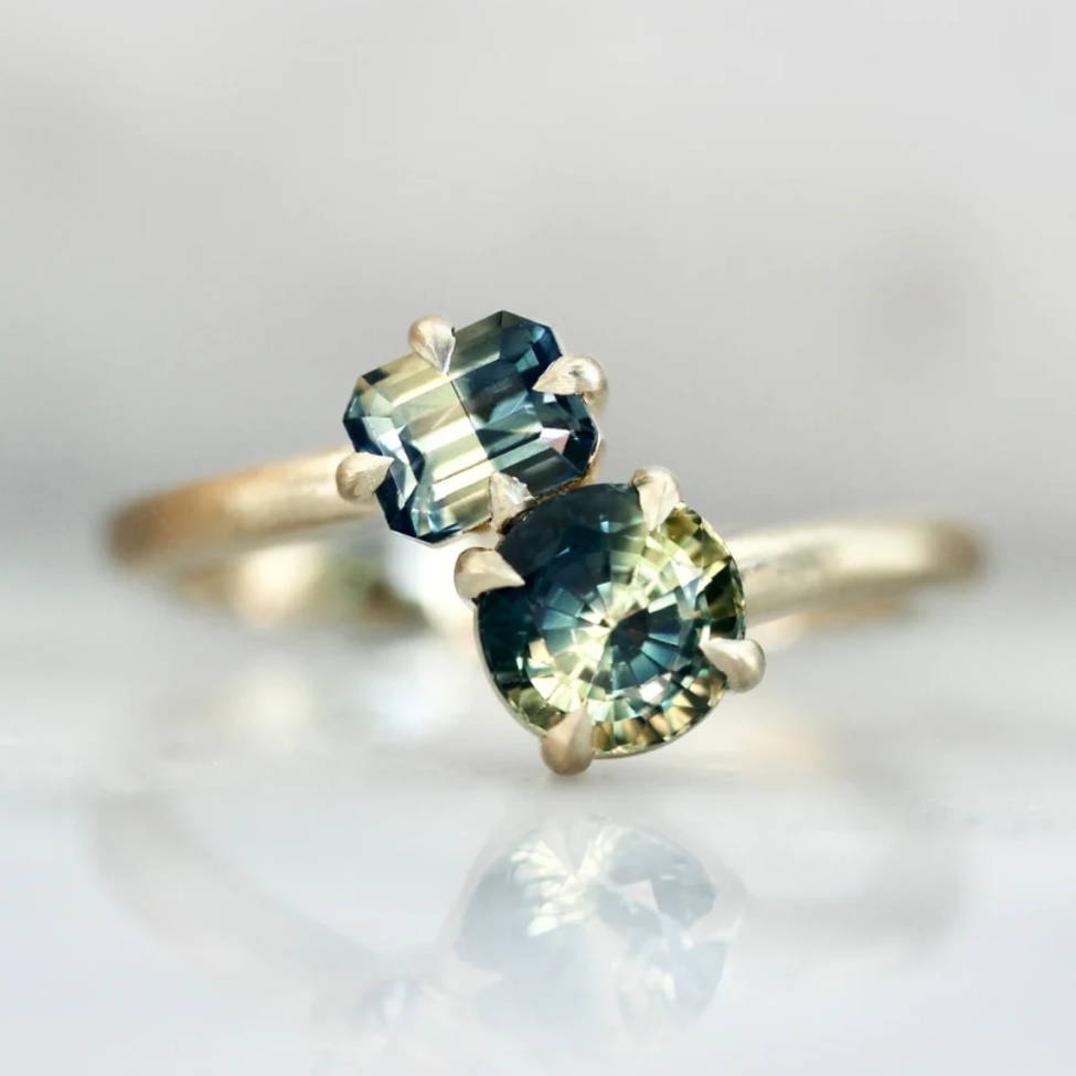 Bi-Color Sapphire Toi et Moi Ring