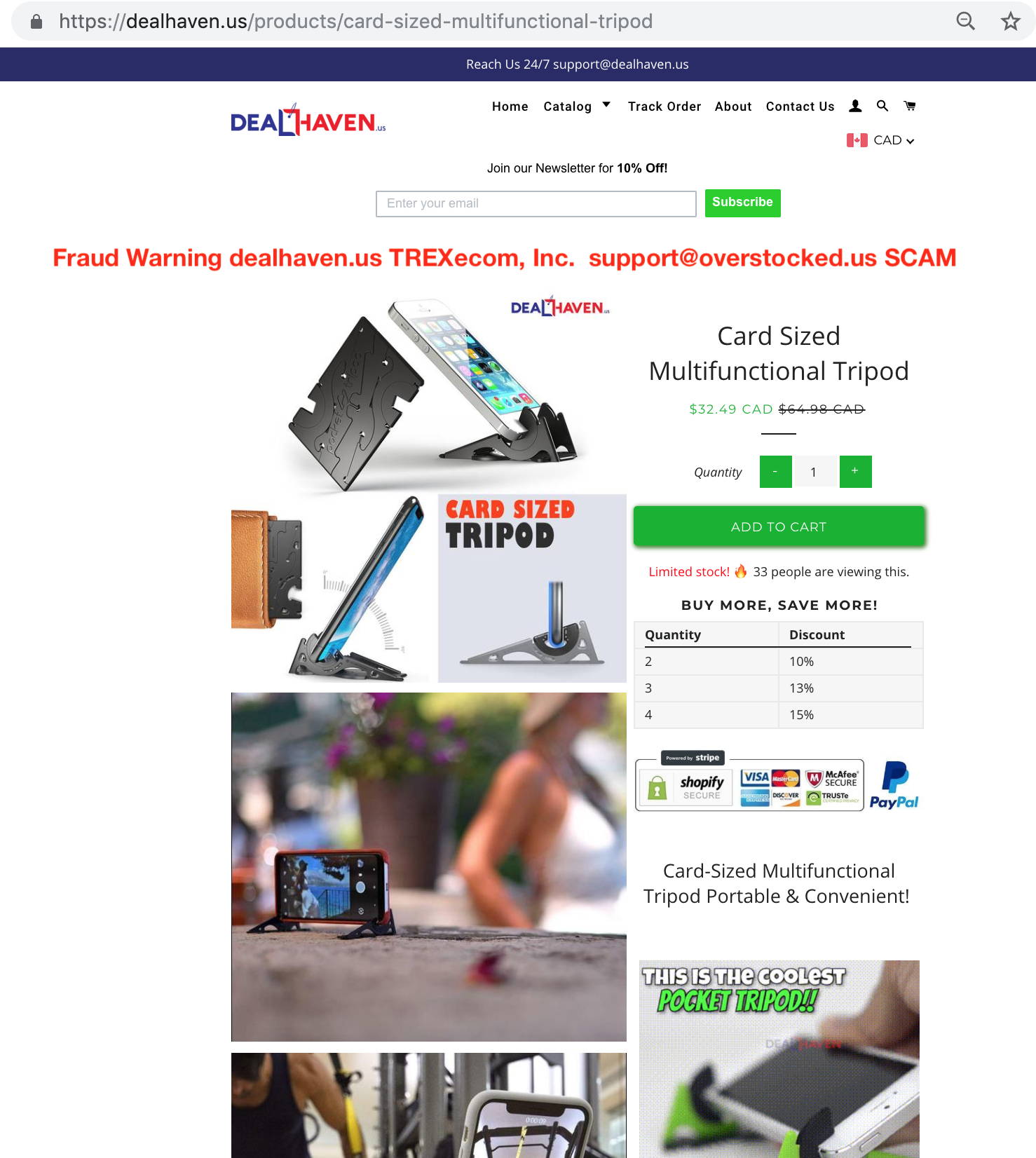 Fraud Warning dealhaven.us TREXecom, Inc.  support@overstocked.us SCAM