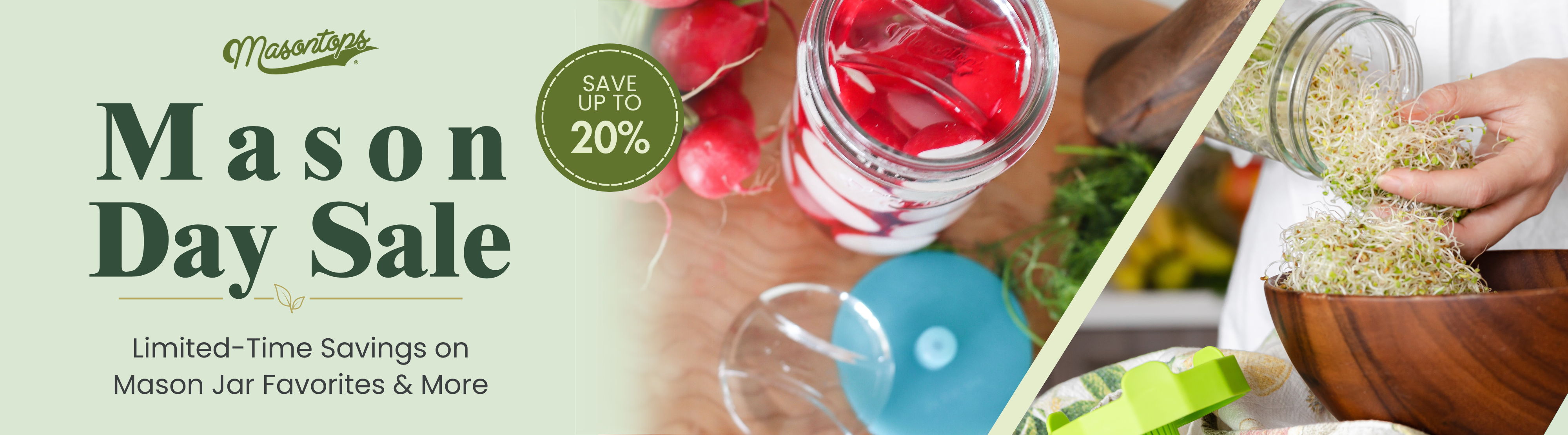 mason day sale, up to 20% off